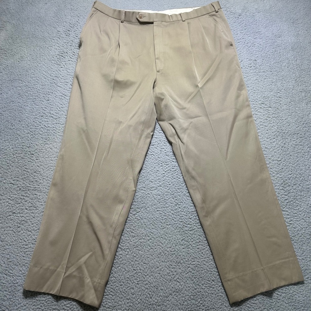 Vintage Brooks Brothers Mens 38x29 100% Wool Pleated Dress Pants USA Made Khaki